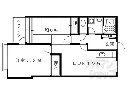 レジデンス岡崎(2LDK/4階)の間取り写真