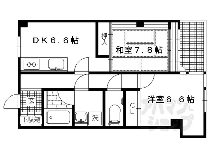 レジデンス岡崎(2DK/3階)の間取り写真