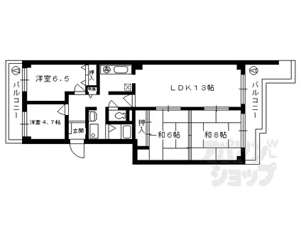 ライオンズマンション聖護院(4LDK/3階)の間取り写真