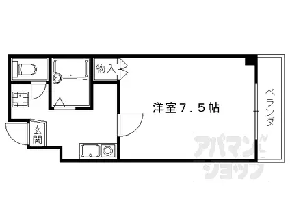 京都市営烏丸線 今出川駅 徒歩20分 5階建 築23年(1K/3階)の間取り写真