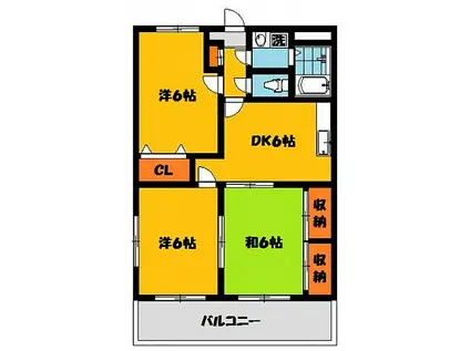 サンライズ田宗II(3DK/2階)の間取り写真