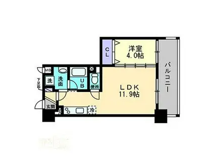 アーバン道後今市(1LDK/7階)の間取り写真