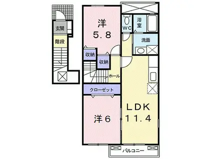 コートジュネス I(2LDK/2階)の間取り写真