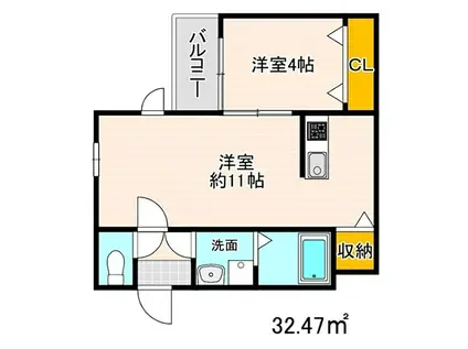 サニーガーデン住吉(1LDK/3階)の間取り写真