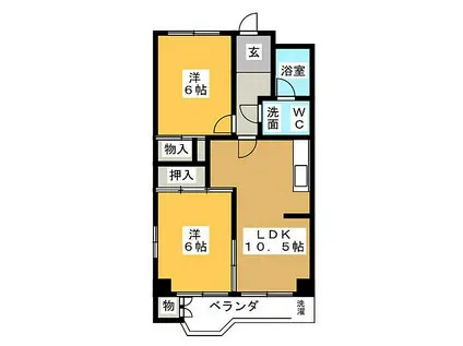 マンション中村(2LDK/4階)の間取り写真