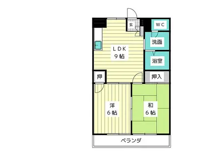 シェヌー極楽(2LDK/2階)の間取り写真