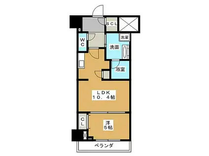 ロイジェント新栄II(1LDK/4階)の間取り写真