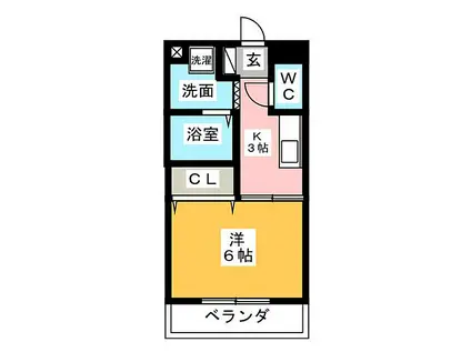 さくら館 大秋(1K/1階)の間取り写真
