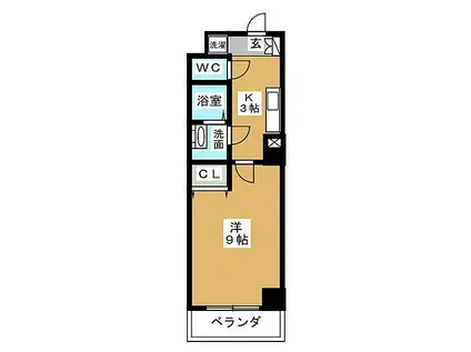 ヴァンキッシュ(1K/9階)の間取り写真