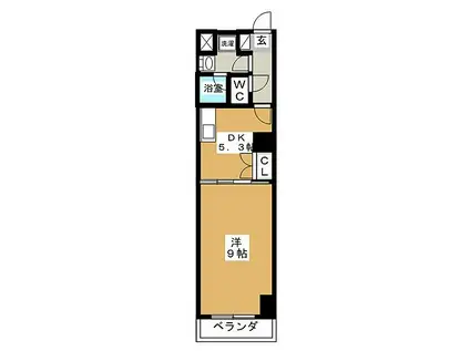レジディア東桜(1DK/8階)の間取り写真