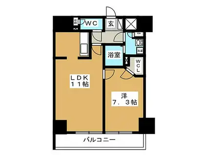 パークアクシス丸の内(1LDK/2階)の間取り写真