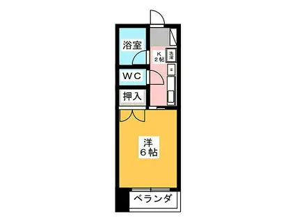 三恵ハイツ(1K/4階)の間取り写真