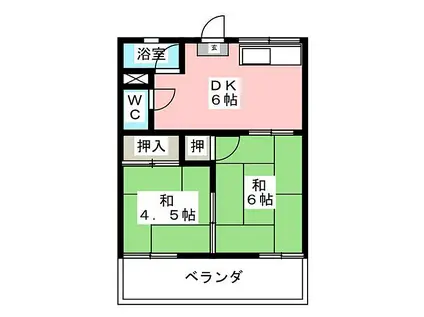 コーポよしみ(2DK/1階)の間取り写真
