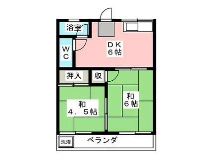 コーポよしみ(2DK/2階)の間取り写真