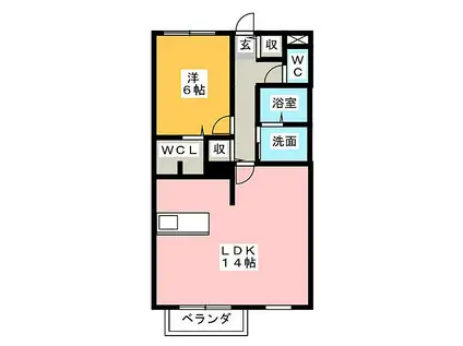 ハウス八重桜(1LDK/1階)の間取り写真