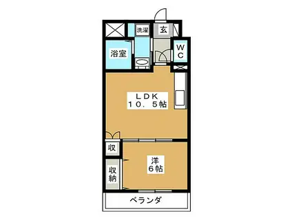 ルミエール品川(1LDK/6階)の間取り写真