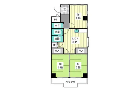 シャトル山手I(3LDK/3階)の間取り写真