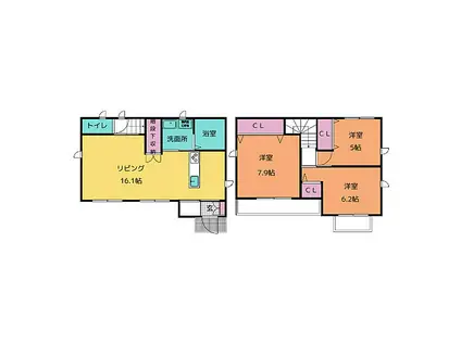 名古屋市営鶴舞線 植田駅(名古屋市営) 徒歩9分 2階建 築9年(3LDK)の間取り写真