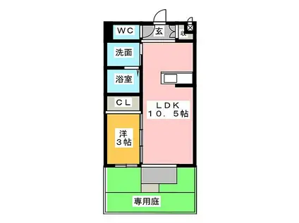 カモミール(1LDK/1階)の間取り写真