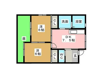 JR中央本線 勝川駅(東海交通) 徒歩19分 1階建 築22年(2DK)の間取り写真