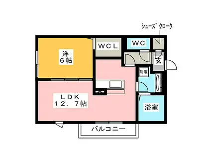 レセンテ上野 A(1LDK/1階)の間取り写真