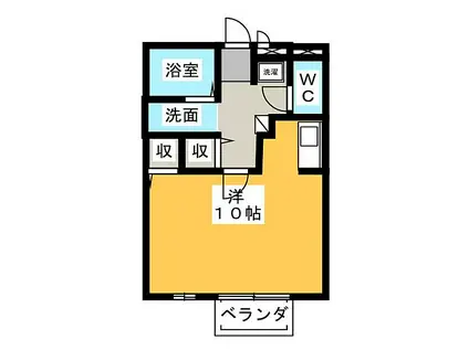 名鉄尾西線 六輪駅 徒歩10分 2階建 築24年(ワンルーム/1階)の間取り写真