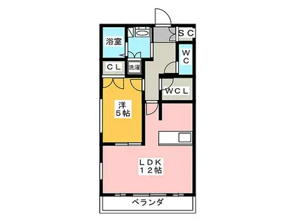 モンレーヴ ハヤカワ A棟MONREVE HAYAKAWA(1LDK/1階)の間取り写真