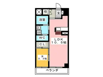 カーサコモダ新舞子B(1LDK/5階)の間取り写真