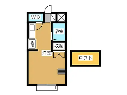 名鉄豊田線 日進駅(愛知) 徒歩10分 2階建 築29年(ワンルーム/1階)の間取り写真