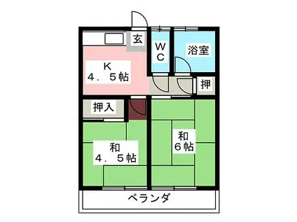 弥生荘(2K/2階)の間取り写真