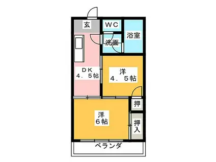 日光寺マンション(2K/2階)の間取り写真