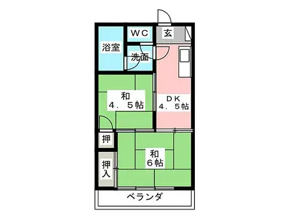 日光寺マンション(2K/4階)の間取り写真