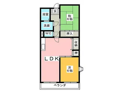 リンピア牟都志(2LDK/2階)の間取り写真