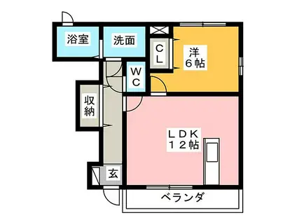 ベルカーサ(1LDK/1階)の間取り写真