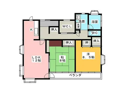 セレーノ草薙(2LDK/3階)の間取り写真
