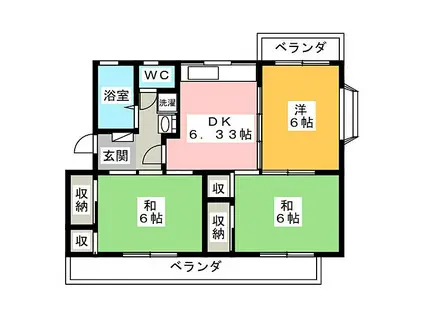 コーポ富士見(3DK/4階)の間取り写真