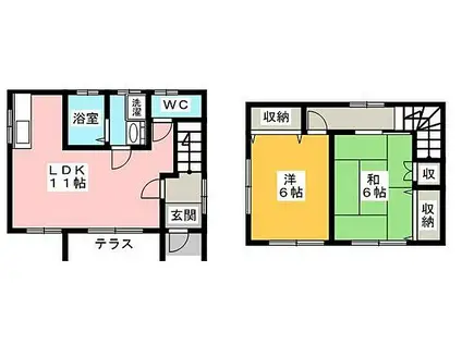 JR東海道本線 高塚駅 徒歩15分 2階建 築25年(2LDK)の間取り写真