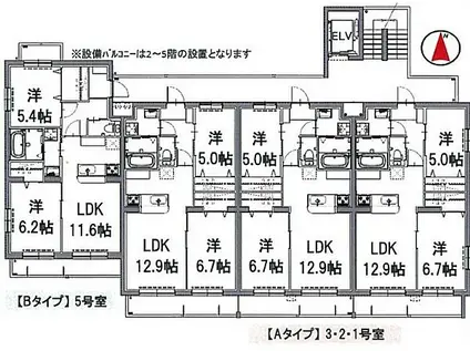 CANAAN(2LDK/3階)の間取り写真