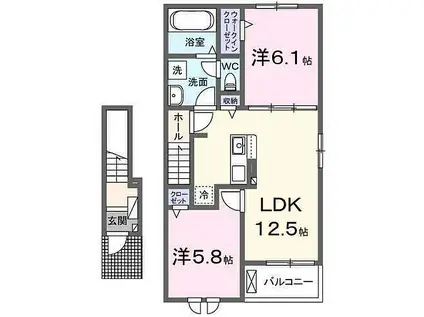 サニーホームVI(2LDK/2階)の間取り写真