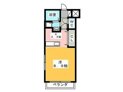 グランストーク福田(ワンルーム/3階)の間取り写真