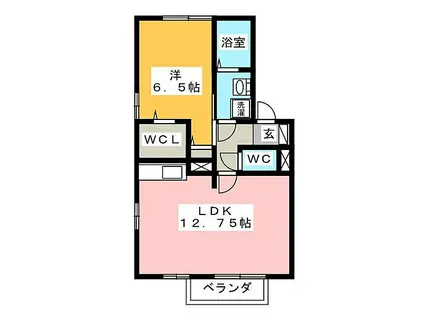 リビングタウン下奈良 A(1LDK/2階)の間取り写真