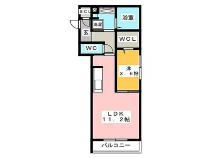 D-ROOM本荘イースト(1LDK/2階)の間取り写真