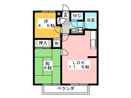 サンライフ田中(2LDK/2階)の間取り写真
