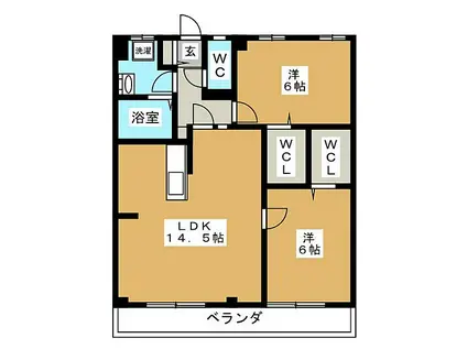 りとるわーるどムラセI B(2LDK/1階)の間取り写真