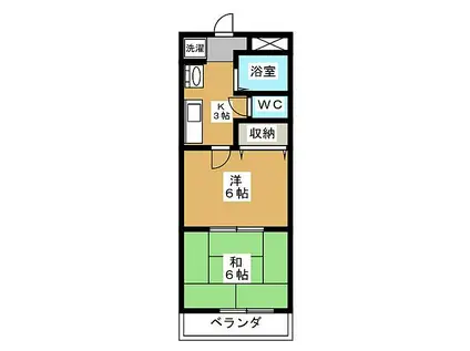 メゾン美香園(2K/3階)の間取り写真