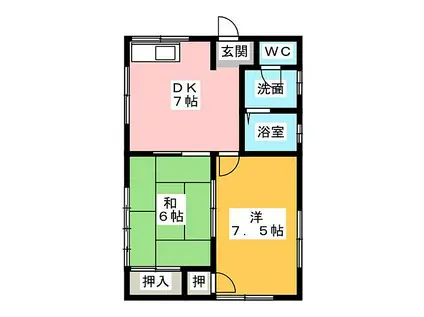 JR紀勢本線 松阪駅 徒歩26分 1階建 築33年(2DK)の間取り写真