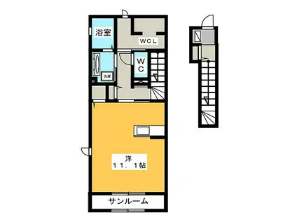 コモド凛(ワンルーム/2階)の間取り写真