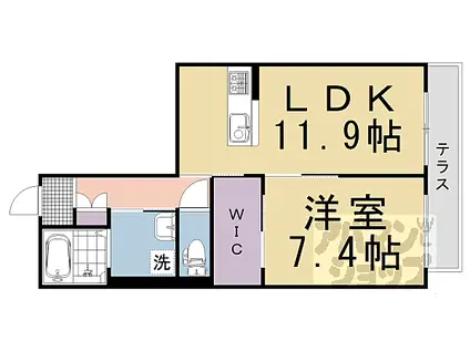 セントリヴィエ京都衣笠(1LDK/1階)の間取り写真