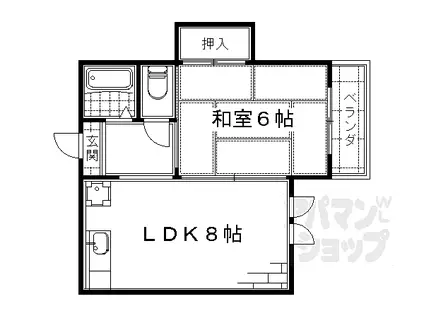 京阪本線 中書島駅 徒歩3分 4階建 築36年(1LDK/4階)の間取り写真