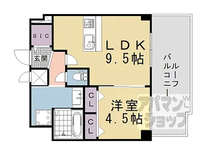 アドバンス京都エーデル(1LDK/6階)の間取り写真